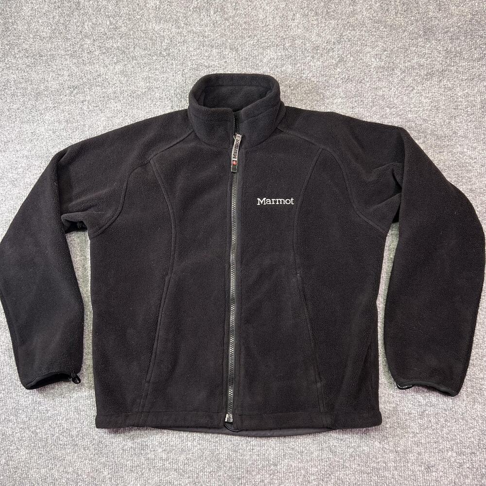 Marmot Fleece Jacket Womens Small Black Full Zip Pockets Outdoor Warm Soft